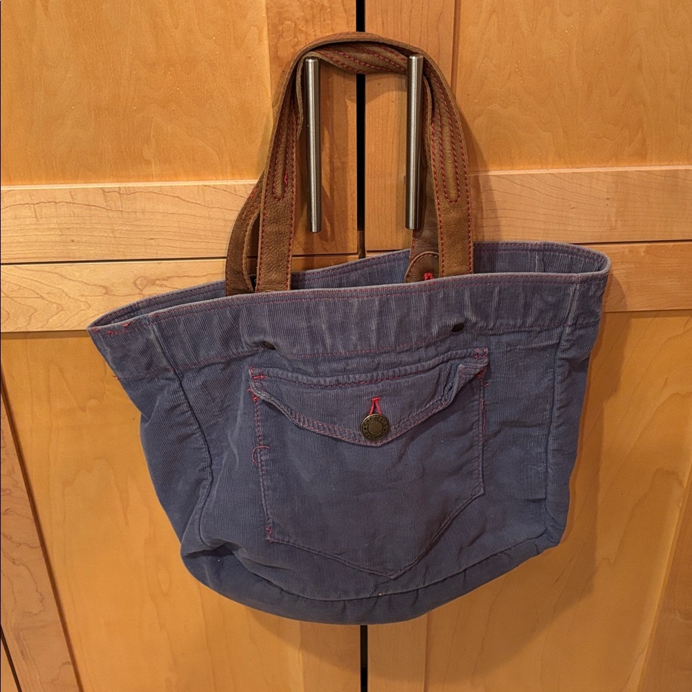 Gap Jeans 1969 Tote Bag Reversible Denim Corduroy Double Strap Pocket Vtg Purse